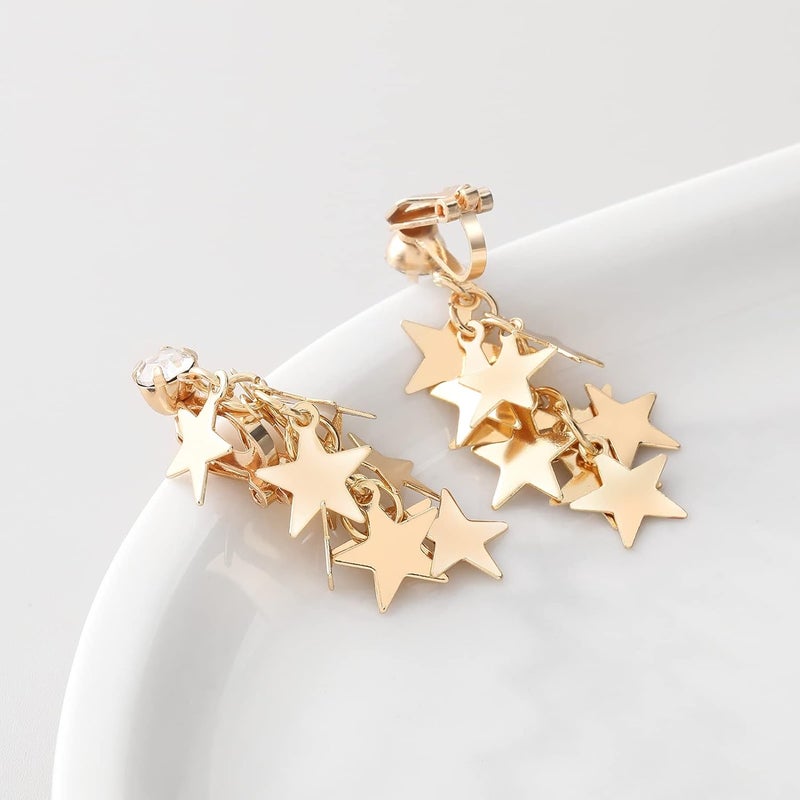 OCCFAE Store Metal Clip On Earrings for Women Non Pierced Dangle Drop Earrings Multiple Styles - Image 4